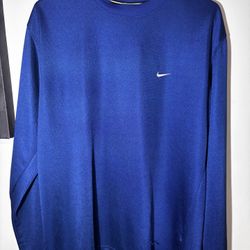 RARE Nike Mens LARGE Long Sleeve Shirt SOLO Swoosh Mesh royal Blue VINTAGE