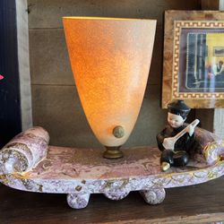 Small Vintage Asian Table Lamp 1950s