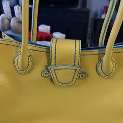 Antonio Melani Tatum Yellow Leather Handbag Satchel.