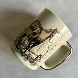Vintage 9-oz Otagiri  Embossed Horse Mug