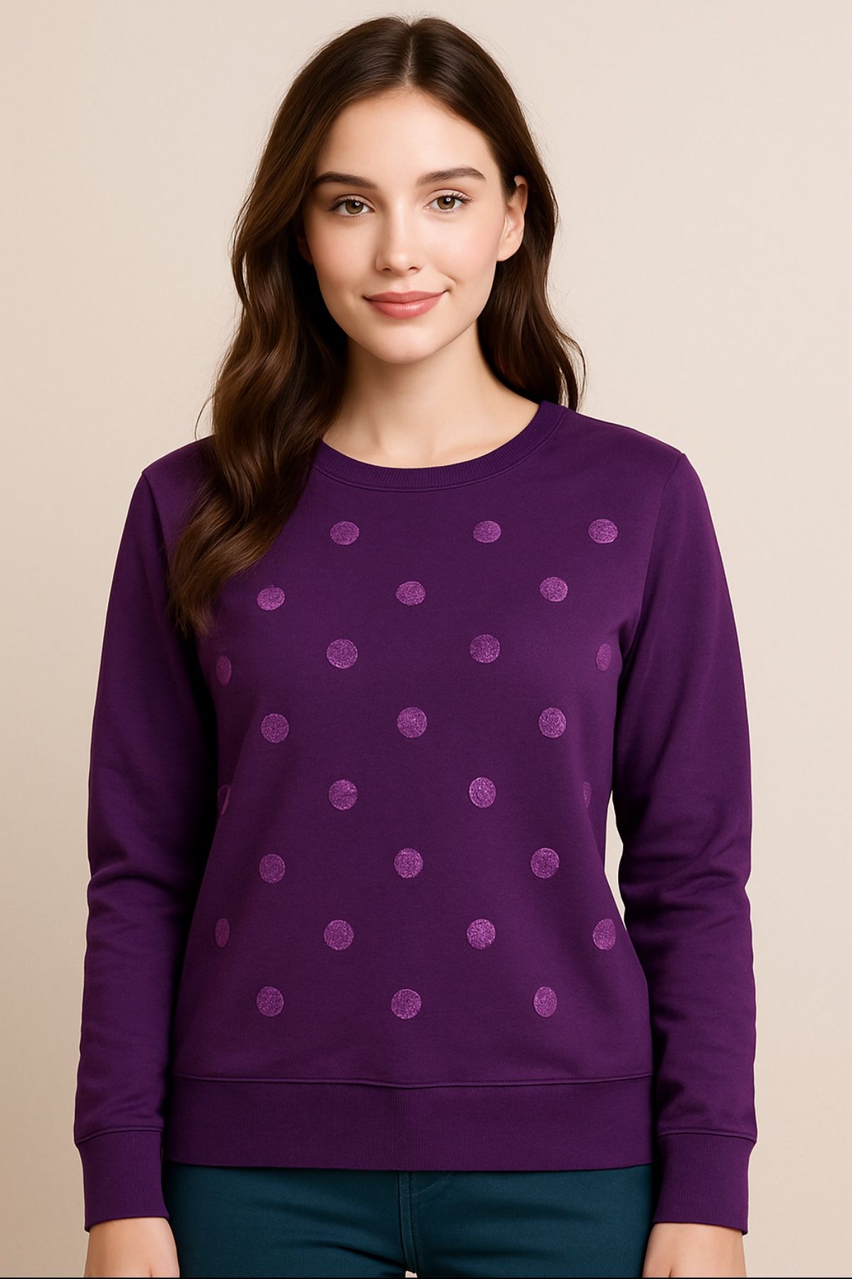 Purple Sweatshirt with dots