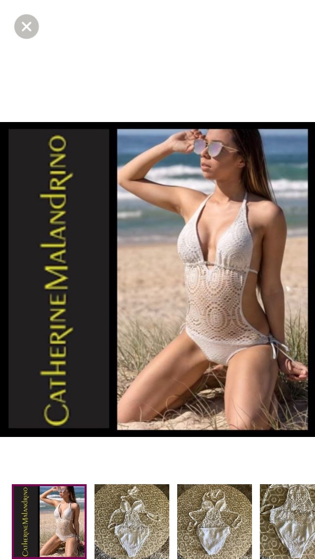 NEW! Catherine Malandrino crochet monokini in white (S)