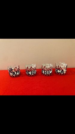 *$3 EACH* Patriotic 4” Wide Metal Glass Candle Holder  | Fourth of July Decor | July 4th  Decor