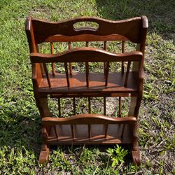Double Wooden Magazine Rack