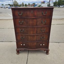 Antique 5 Drawer Solid Wood Dresser by Berkey & Gay Furniture 
