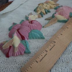 Vtg Burwood Products 3 Piece Set Hummingbird Flower Wall Decor