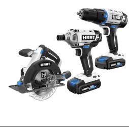 HART 20-Volt 3-Tool Combo Kit (2) 2.0Ah Lithium-Ion Batteries