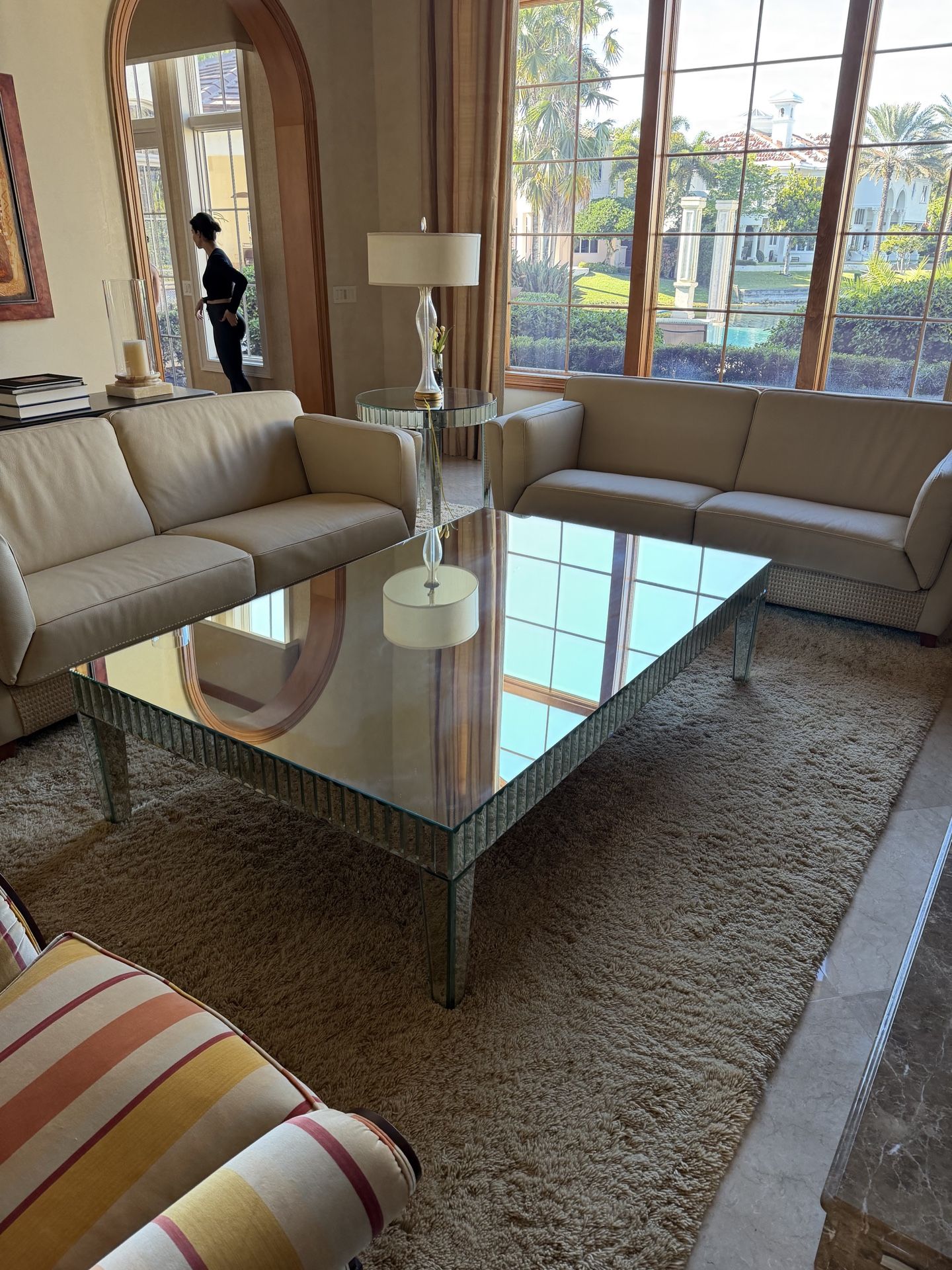 Modern Mirrored Glass Coffee Table