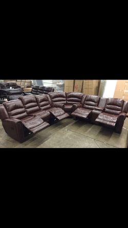 New Sectional Leather Theater Searing Reclining Sofa