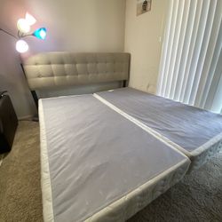 King Bed Frame + 2 King Bed Boxes + Matching Headboard