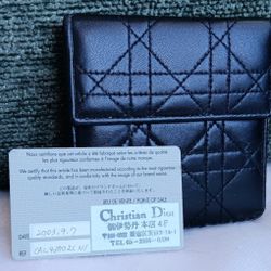 Christian Dior Black Trifold Leather Wallet 