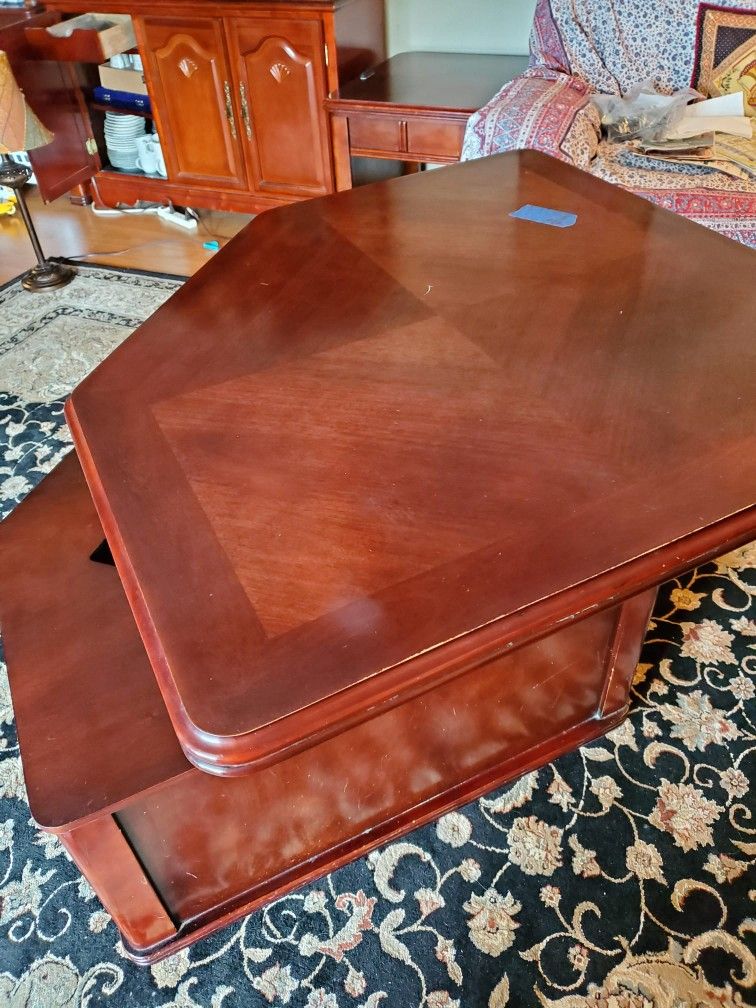 Pentagon shaped coffee table plus end table