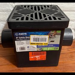 NDS 9" x 9" Plastic Square Drainage Catch Basin in Black, 2 Opening Kit 900BKIT