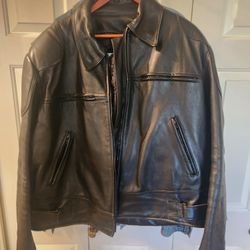 Men's Heavy Motorcycle Leather Jacket  Xlg