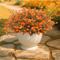Brand new Artificial Mums for Outdoors, 12 Bundles Faux Mums for Outdoor Fall Planters,Uv Resistant Eucalyptus Artificial Fake Flowers Plants, Realist