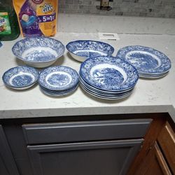 blue Bell And churchhill Plates Cups