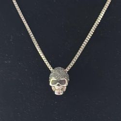 Stainless Steel Necklace Size 22” With A Skull 