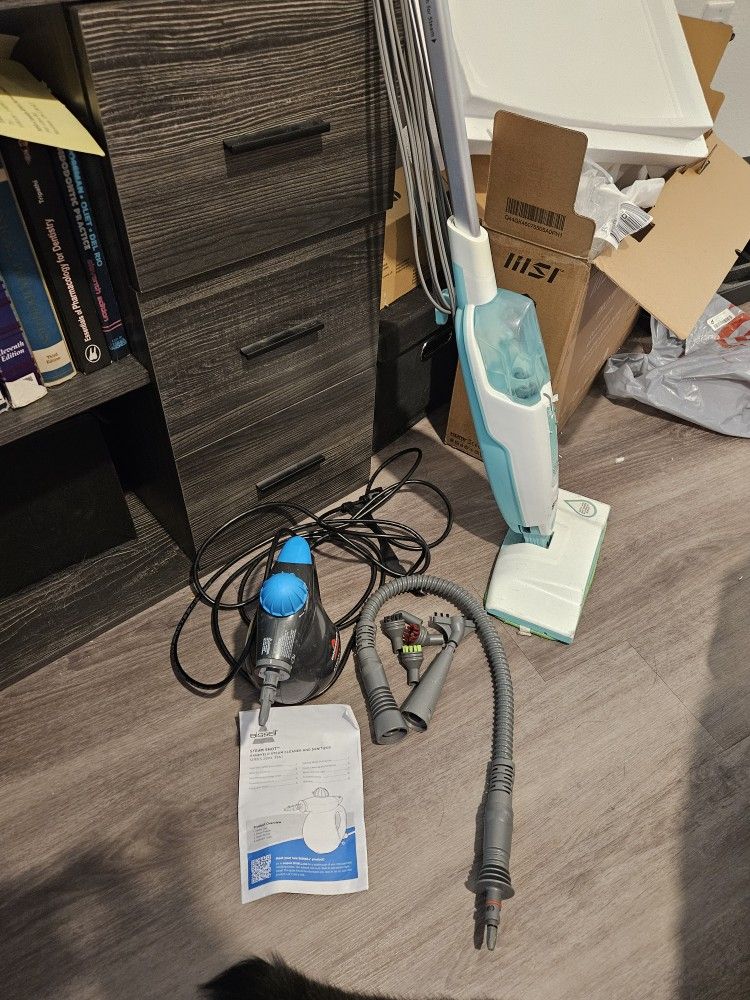 Bissell Steam Shot and Shark Steam Mop.