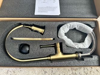 Brushed brass kitchen faucet
