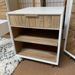 White Pattern Front Bed Side Table 