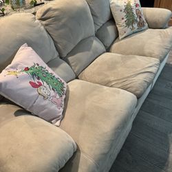 Suede Recliner Sofa And Chair