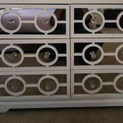 Dresser Drawer With Mirrors Alongside Free Two Nightstand 