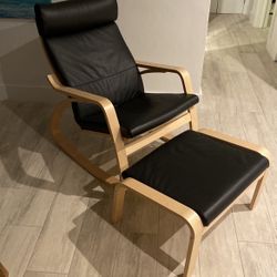 Leather Rocking Chair With Foot Rest