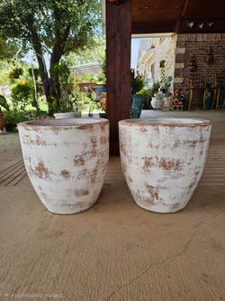 Rustic White Clay Pots, Planters, Plants. Pottery, Talavera $65 cada una