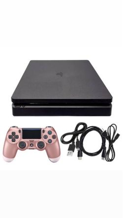 Sony PlayStation 4 PS4 Slim 1TB Black Console Bundle - Rose Gold Controller & Cables