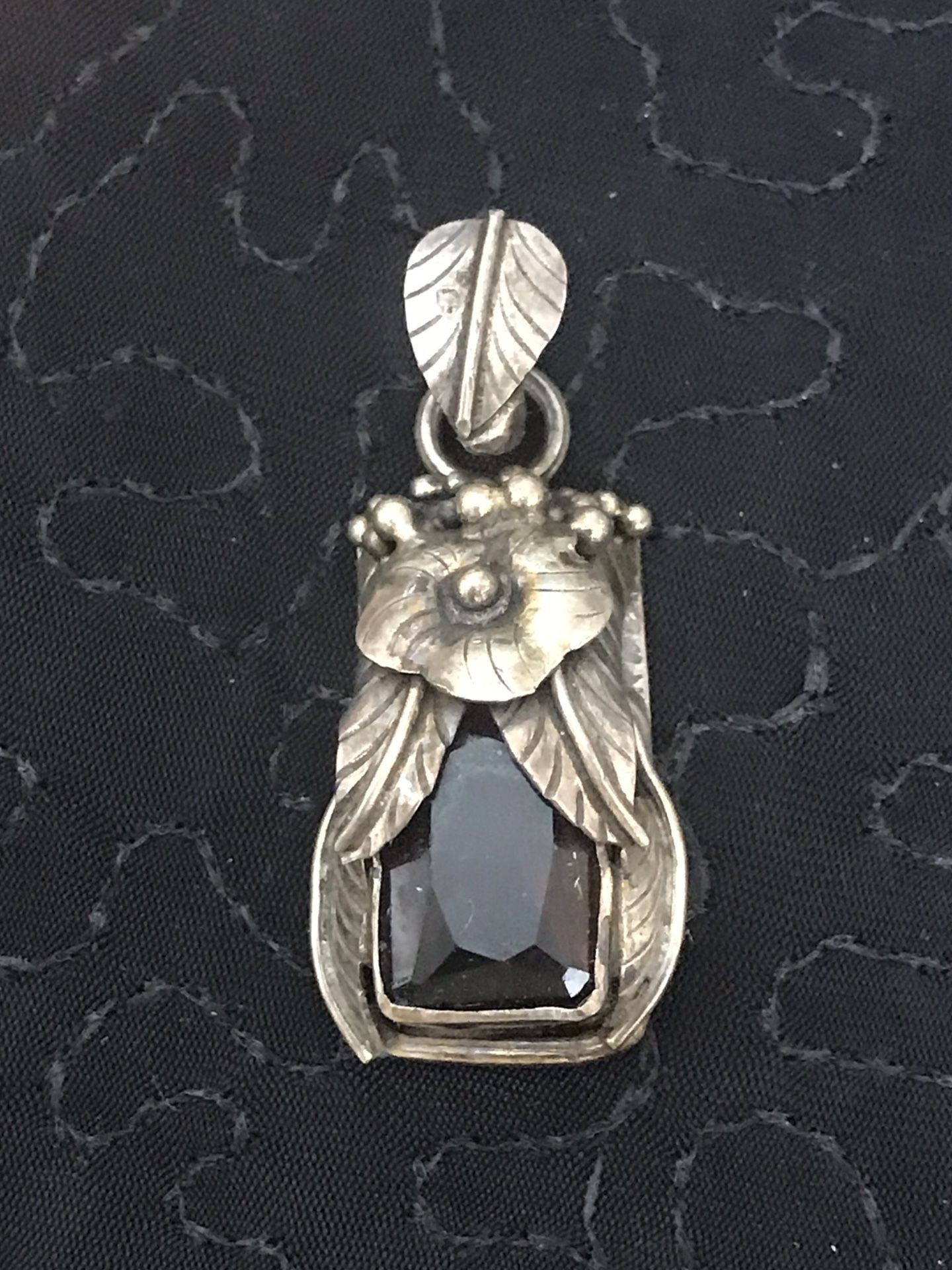 Smoky Quartz Faceted Stone Sterling Silver Pendant Enhancer