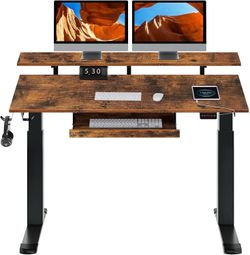 Rolanstar 55” Dual Motor Electric Standing Desk w/ Keyboard Tray