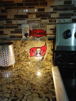 Buccaneers Stained Glass Vase Light Or Candle Cover