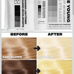 Good Dye Young Hair Lightener Kit (Streaks and Strands) with Dust Free Powder Lightener & 25 Volume Developer - Moisturizing Bleaching Kit - Vegan Hai