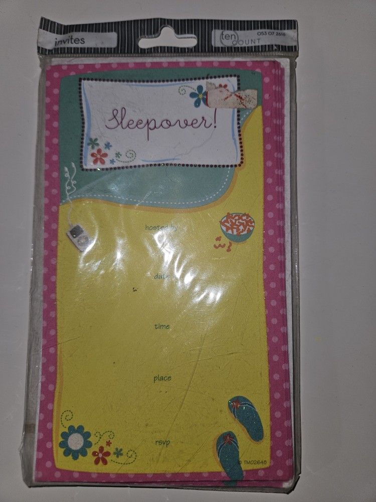 Sleepover Party Invitations 10 count