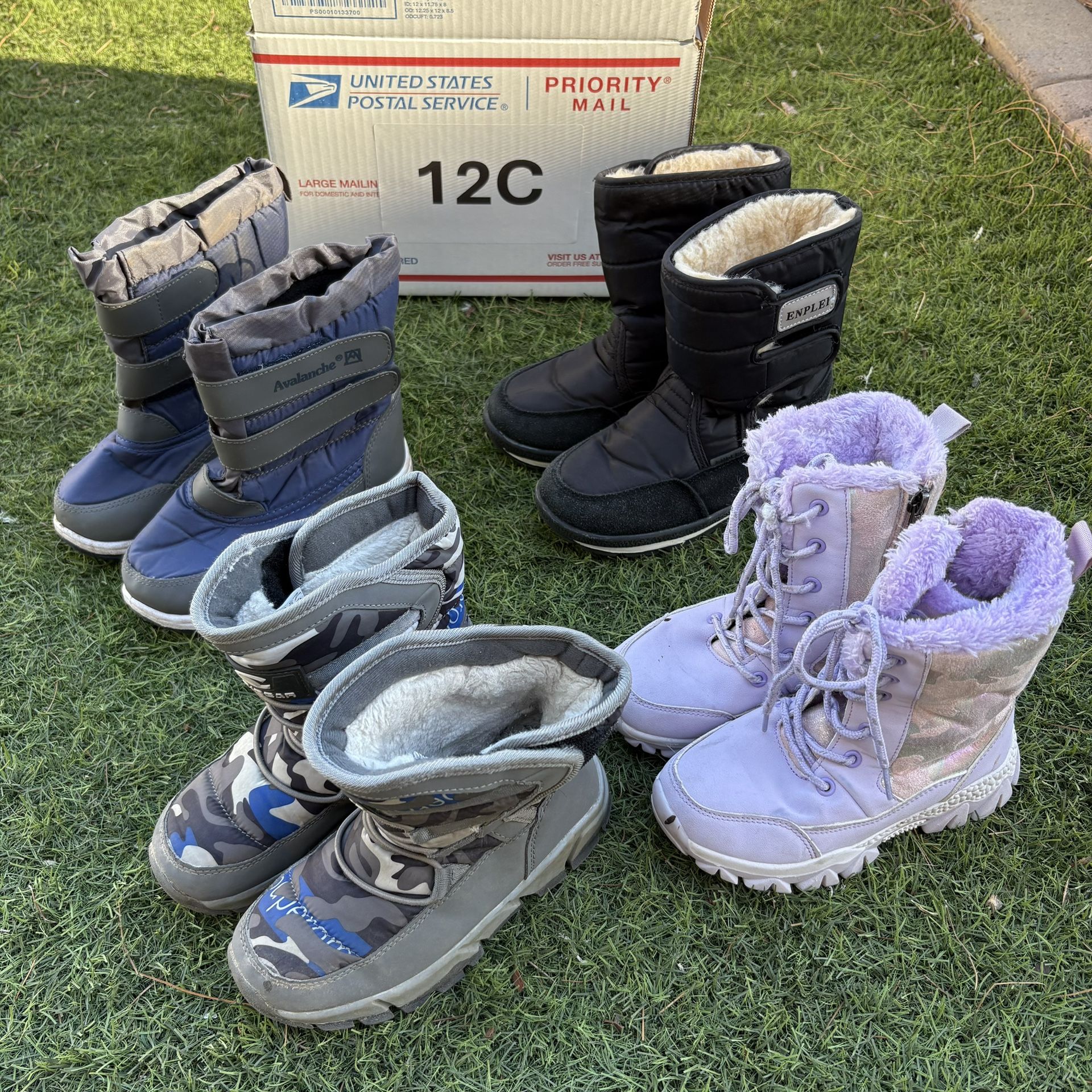 Kids 12C Snow Boots Girls Boys Waterproof Insulated Warm Winter Sports