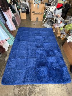 Blue Fluffy Shaggy Rug 80”x60”