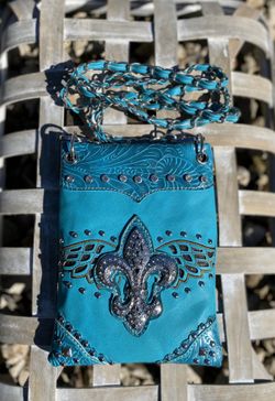 Turquoise Leather Crossbody