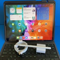 Apple IPad Pro 12.9” 4th Generation (2020 Model/ Face ID/Liquid Retina) 128GB with pen, keyboard case & Accessories (1TB $849) 