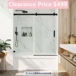 60 in. W x 66 in. H Double Sliding Semi-Frameless Shower Door with Smooth Sliding and 3/8 in. Glass