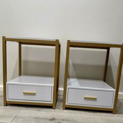 Modern Nightstand, 25" Tall End Side Table with Drawer & Storage Shelf New!!