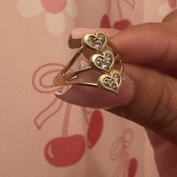 14K Gold Triple band Heart Ring