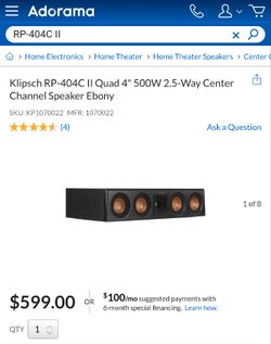 Klipsch Reference Premiere RP 404C II Center Channel Speaker