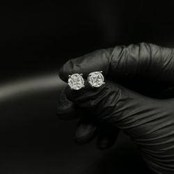 Silver -diamond Earrings For Men