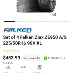 Set of 4 Falken Ziex ZE950 A/S 225/50R16 96V XL