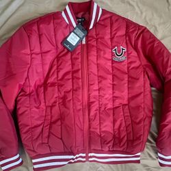 True Religion Quilt Jacket $199 Red Won’t Last Men’s Size S