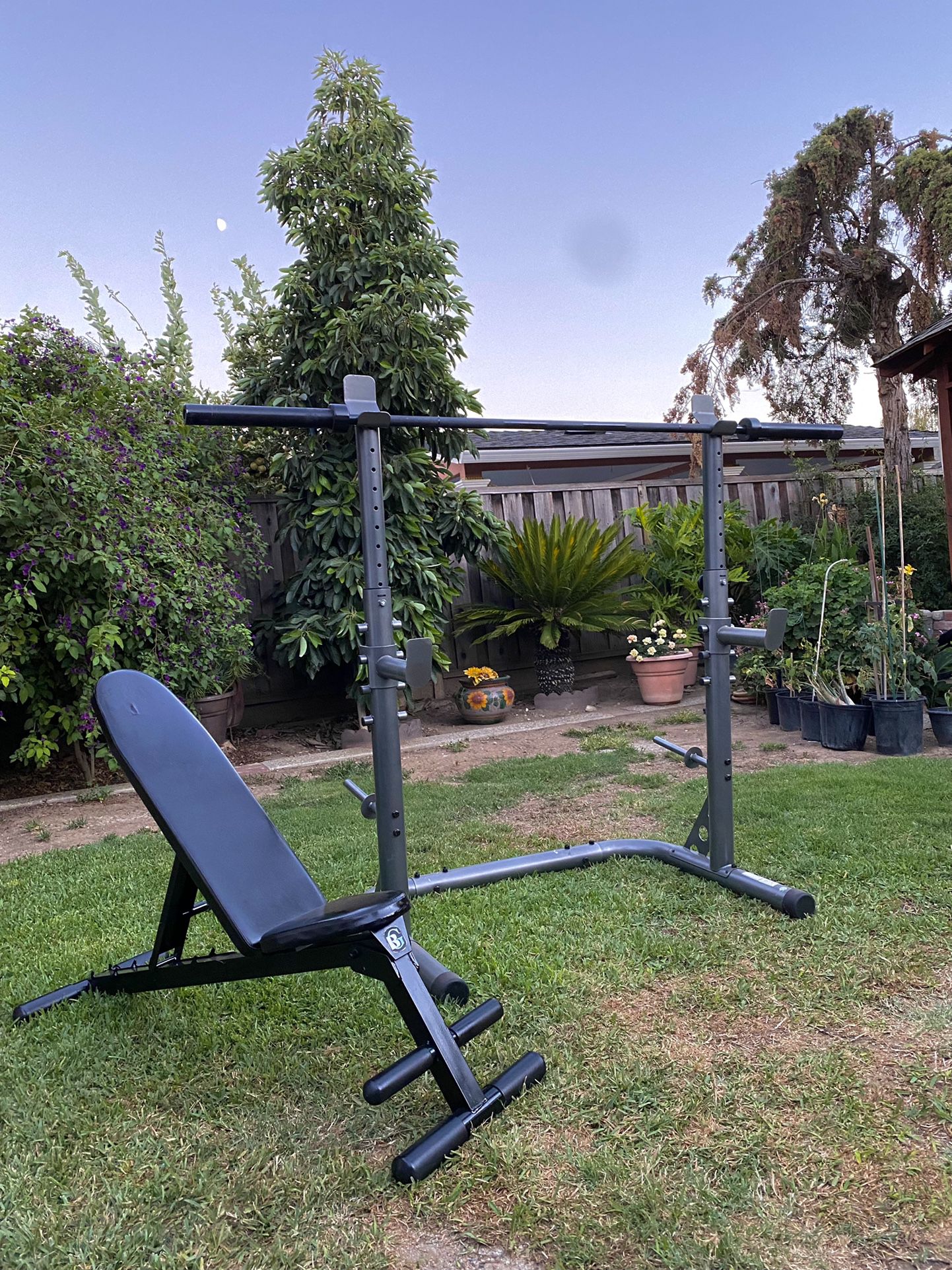 7ft Olympic Barbell/ Adjustable Squat Rack/ Bench Press
