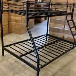 Twin Bed, Full Bed, Twin Full Bunkbed, Twin Full Bunk Bed, Sturdy, Black 