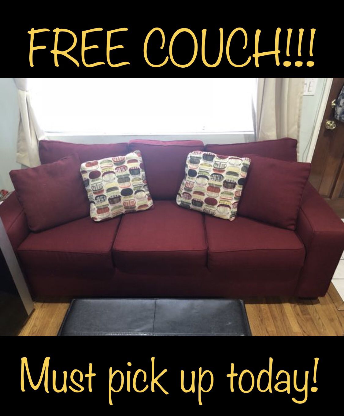 Wine colored couch. FREE!!