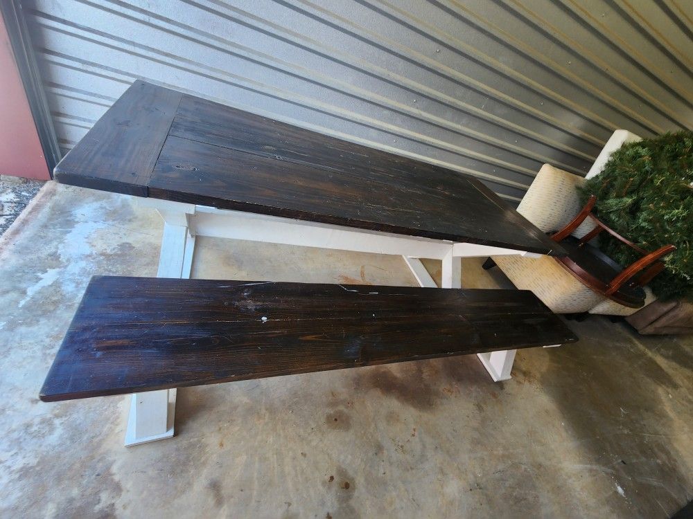 Custome Farmhouse Table W/2 Benches