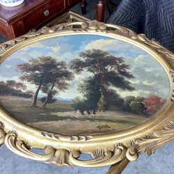 Antique oil on board framed landscape